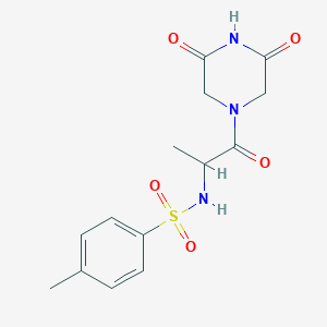 molecular formula C14H17N3O5S B5185874 N-[2-(3,5-dioxo-1-piperazinyl)-1-methyl-2-oxoethyl]-4-methylbenzenesulfonamide 