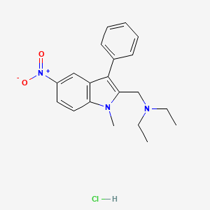 N-ethyl-N-[(1-methyl-5-nitro-3-phenyl-1H-indol-2-yl)methyl]ethanamine hydrochloride