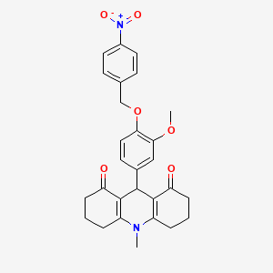 molecular formula C28H28N2O6 B5185918 9-{3-methoxy-4-[(4-nitrobenzyl)oxy]phenyl}-10-methyl-3,4,6,7,9,10-hexahydro-1,8(2H,5H)-acridinedione 