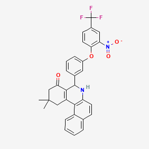 molecular formula C32H25F3N2O4 B5185984 2,2-dimethyl-5-{3-[2-nitro-4-(trifluoromethyl)phenoxy]phenyl}-2,3,5,6-tetrahydrobenzo[a]phenanthridin-4(1H)-one 
