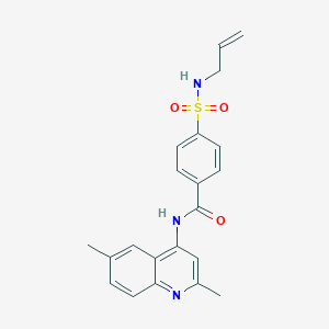 molecular formula C21H21N3O3S B5185992 4-[(allylamino)sulfonyl]-N-(2,6-dimethyl-4-quinolinyl)benzamide 
