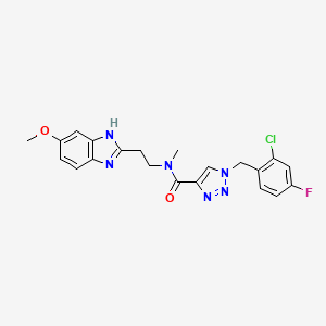 molecular formula C21H20ClFN6O2 B5186000 1-(2-chloro-4-fluorobenzyl)-N-[2-(5-methoxy-1H-benzimidazol-2-yl)ethyl]-N-methyl-1H-1,2,3-triazole-4-carboxamide 