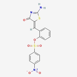 molecular formula C16H11N3O6S2 B5186011 2-[(2-imino-4-oxo-1,3-thiazolidin-5-ylidene)methyl]phenyl 4-nitrobenzenesulfonate 
