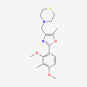 molecular formula C18H24N2O3S B5186032 4-{[2-(2,4-dimethoxy-3-methylphenyl)-5-methyl-1,3-oxazol-4-yl]methyl}thiomorpholine 