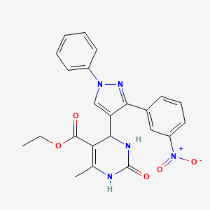 molecular formula C23H21N5O5 B5186073 ethyl 6-methyl-4-[3-(3-nitrophenyl)-1-phenyl-1H-pyrazol-4-yl]-2-oxo-1,2,3,4-tetrahydro-5-pyrimidinecarboxylate 