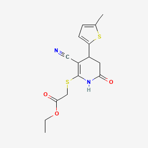 molecular formula C15H16N2O3S2 B5186098 ethyl {[3-cyano-4-(5-methyl-2-thienyl)-6-oxo-1,4,5,6-tetrahydro-2-pyridinyl]thio}acetate 