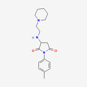 molecular formula C18H25N3O2 B5186126 1-(4-methylphenyl)-3-{[2-(1-piperidinyl)ethyl]amino}-2,5-pyrrolidinedione 
