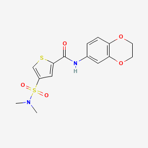 molecular formula C15H16N2O5S2 B5186143 N-(2,3-dihydro-1,4-benzodioxin-6-yl)-4-[(dimethylamino)sulfonyl]-2-thiophenecarboxamide 