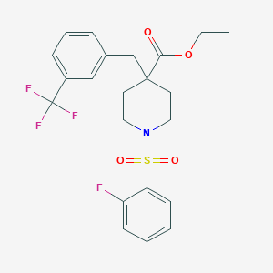 molecular formula C22H23F4NO4S B5186169 ethyl 1-[(2-fluorophenyl)sulfonyl]-4-[3-(trifluoromethyl)benzyl]-4-piperidinecarboxylate 
