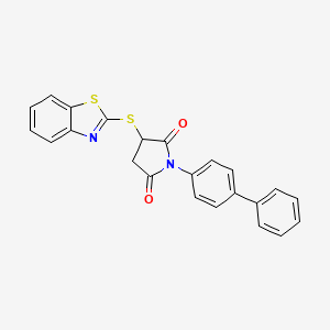 molecular formula C23H16N2O2S2 B5186182 3-(1,3-benzothiazol-2-ylthio)-1-(4-biphenylyl)-2,5-pyrrolidinedione 
