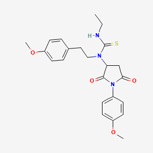 molecular formula C23H27N3O4S B5186211 N'-ethyl-N-[1-(4-methoxyphenyl)-2,5-dioxo-3-pyrrolidinyl]-N-[2-(4-methoxyphenyl)ethyl]thiourea 