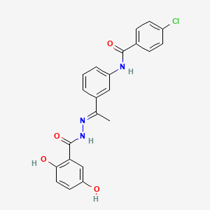 molecular formula C22H18ClN3O4 B5186284 4-chloro-N-{3-[N-(2,5-dihydroxybenzoyl)ethanehydrazonoyl]phenyl}benzamide 