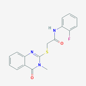 molecular formula C17H14FN3O2S B5186336 N-(2-fluorophenyl)-2-[(3-methyl-4-oxo-3,4-dihydro-2-quinazolinyl)thio]acetamide 