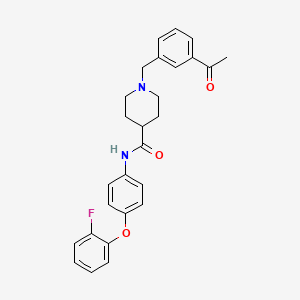 molecular formula C27H27FN2O3 B5186409 1-(3-acetylbenzyl)-N-[4-(2-fluorophenoxy)phenyl]-4-piperidinecarboxamide 