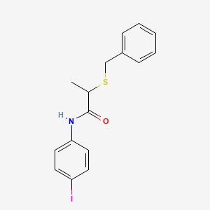 molecular formula C16H16INOS B5186478 2-(benzylthio)-N-(4-iodophenyl)propanamide 