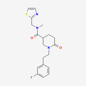 molecular formula C19H22FN3O2S B5186483 1-[2-(3-fluorophenyl)ethyl]-N-methyl-6-oxo-N-(1,3-thiazol-2-ylmethyl)-3-piperidinecarboxamide 