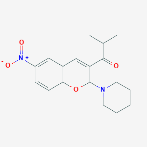 2-methyl-1-[6-nitro-2-(1-piperidinyl)-2H-chromen-3-yl]-1-propanone