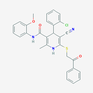 molecular formula C29H24ClN3O3S B5186550 4-(2-chlorophenyl)-5-cyano-N-(2-methoxyphenyl)-2-methyl-6-[(2-oxo-2-phenylethyl)thio]-1,4-dihydro-3-pyridinecarboxamide CAS No. 5530-85-8