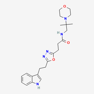 molecular formula C23H31N5O3 B5186552 3-{5-[2-(1H-indol-3-yl)ethyl]-1,3,4-oxadiazol-2-yl}-N-[2-methyl-2-(4-morpholinyl)propyl]propanamide 