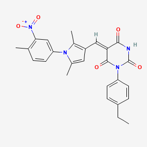 molecular formula C26H24N4O5 B5186588 5-{[2,5-dimethyl-1-(4-methyl-3-nitrophenyl)-1H-pyrrol-3-yl]methylene}-1-(4-ethylphenyl)-2,4,6(1H,3H,5H)-pyrimidinetrione 