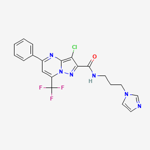 molecular formula C20H16ClF3N6O B5186600 3-chloro-N-[3-(1H-imidazol-1-yl)propyl]-5-phenyl-7-(trifluoromethyl)pyrazolo[1,5-a]pyrimidine-2-carboxamide 