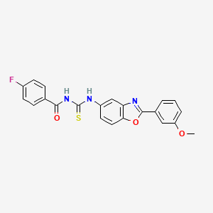 molecular formula C22H16FN3O3S B5186628 4-fluoro-N-({[2-(3-methoxyphenyl)-1,3-benzoxazol-5-yl]amino}carbonothioyl)benzamide 