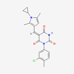 molecular formula C21H20ClN3O3 B5186689 1-(3-chloro-4-methylphenyl)-5-[(1-cyclopropyl-2,5-dimethyl-1H-pyrrol-3-yl)methylene]-2,4,6(1H,3H,5H)-pyrimidinetrione 