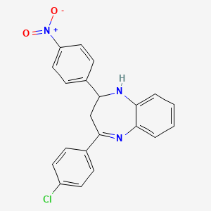 molecular formula C21H16ClN3O2 B5186729 4-(4-chlorophenyl)-2-(4-nitrophenyl)-2,3-dihydro-1H-1,5-benzodiazepine CAS No. 5986-31-2