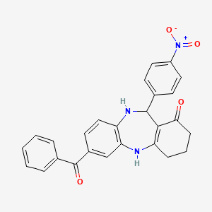 molecular formula C26H21N3O4 B5186735 7-benzoyl-11-(4-nitrophenyl)-2,3,4,5,10,11-hexahydro-1H-dibenzo[b,e][1,4]diazepin-1-one 