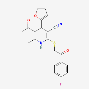 molecular formula C21H17FN2O3S B5186751 5-acetyl-2-{[2-(4-fluorophenyl)-2-oxoethyl]thio}-4-(2-furyl)-6-methyl-1,4-dihydro-3-pyridinecarbonitrile 
