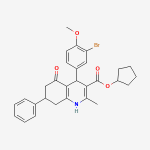 molecular formula C29H30BrNO4 B5186770 cyclopentyl 4-(3-bromo-4-methoxyphenyl)-2-methyl-5-oxo-7-phenyl-1,4,5,6,7,8-hexahydro-3-quinolinecarboxylate 