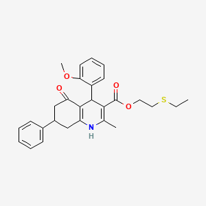 molecular formula C28H31NO4S B5186779 2-(ethylthio)ethyl 4-(2-methoxyphenyl)-2-methyl-5-oxo-7-phenyl-1,4,5,6,7,8-hexahydro-3-quinolinecarboxylate 
