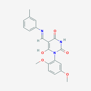 molecular formula C20H19N3O5 B5186843 1-(2,5-dimethoxyphenyl)-5-{[(3-methylphenyl)amino]methylene}-2,4,6(1H,3H,5H)-pyrimidinetrione 
