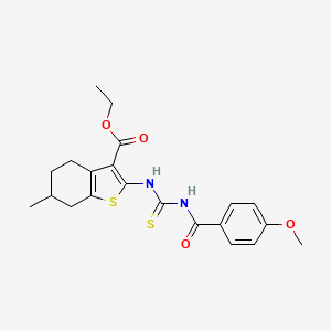 molecular formula C21H24N2O4S2 B5186845 ethyl 2-({[(4-methoxybenzoyl)amino]carbonothioyl}amino)-6-methyl-4,5,6,7-tetrahydro-1-benzothiophene-3-carboxylate 