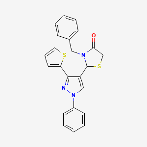 molecular formula C23H19N3OS2 B5186884 3-benzyl-2-[1-phenyl-3-(2-thienyl)-1H-pyrazol-4-yl]-1,3-thiazolidin-4-one 