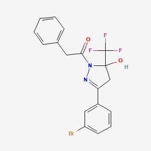 3-(3-bromophenyl)-1-(phenylacetyl)-5-(trifluoromethyl)-4,5-dihydro-1H-pyrazol-5-ol