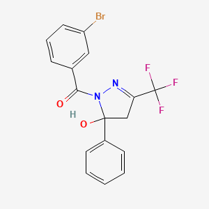 molecular formula C17H12BrF3N2O2 B5187000 1-(3-bromobenzoyl)-5-phenyl-3-(trifluoromethyl)-4,5-dihydro-1H-pyrazol-5-ol 