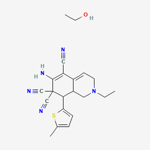 molecular formula C21H25N5OS B5187039 6-amino-2-ethyl-8-(5-methyl-2-thienyl)-2,3,8,8a-tetrahydro-5,7,7(1H)-isoquinolinetricarbonitrile - ethanol (1:1) 