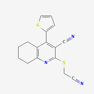 molecular formula C16H13N3S2 B5187067 2-[(cyanomethyl)thio]-4-(2-thienyl)-5,6,7,8-tetrahydro-3-quinolinecarbonitrile 