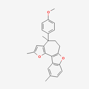 molecular formula C25H24O3 B5187124 4-(4-methoxyphenyl)-2,4,10-trimethyl-5,6-dihydro-4H-furo[2',3':3,4]cyclohepta[1,2-b][1]benzofuran 