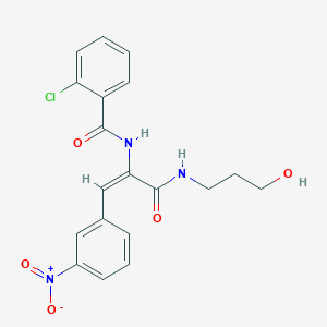 molecular formula C19H18ClN3O5 B5187134 2-chloro-N-[1-{[(3-hydroxypropyl)amino]carbonyl}-2-(3-nitrophenyl)vinyl]benzamide 