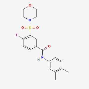 molecular formula C19H21FN2O4S B5187139 N-(3,4-dimethylphenyl)-4-fluoro-3-(4-morpholinylsulfonyl)benzamide 