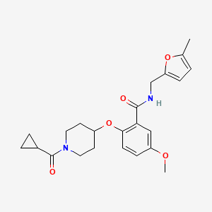 molecular formula C23H28N2O5 B5187142 2-{[1-(cyclopropylcarbonyl)-4-piperidinyl]oxy}-5-methoxy-N-[(5-methyl-2-furyl)methyl]benzamide 