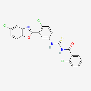 molecular formula C21H12Cl3N3O2S B5187169 2-chloro-N-({[4-chloro-3-(5-chloro-1,3-benzoxazol-2-yl)phenyl]amino}carbonothioyl)benzamide 