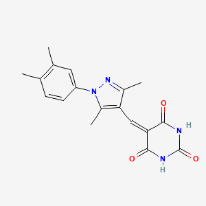 molecular formula C18H18N4O3 B5187177 5-{[1-(3,4-dimethylphenyl)-3,5-dimethyl-1H-pyrazol-4-yl]methylene}-2,4,6(1H,3H,5H)-pyrimidinetrione 