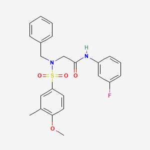 molecular formula C23H23FN2O4S B5187190 N~2~-benzyl-N~1~-(3-fluorophenyl)-N~2~-[(4-methoxy-3-methylphenyl)sulfonyl]glycinamide 