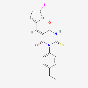 molecular formula C17H13IN2O3S B5187238 1-(4-ethylphenyl)-5-[(5-iodo-2-furyl)methylene]-2-thioxodihydro-4,6(1H,5H)-pyrimidinedione 