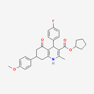 cyclopentyl 4-(4-fluorophenyl)-7-(4-methoxyphenyl)-2-methyl-5-oxo-1,4,5,6,7,8-hexahydro-3-quinolinecarboxylate