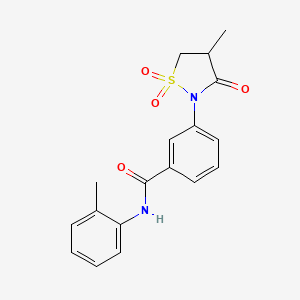 molecular formula C18H18N2O4S B5187314 3-(4-methyl-1,1-dioxido-3-oxo-2-isothiazolidinyl)-N-(2-methylphenyl)benzamide 