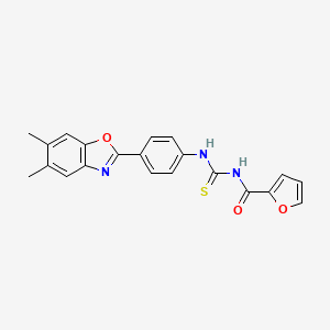 molecular formula C21H17N3O3S B5187327 N-({[4-(5,6-dimethyl-1,3-benzoxazol-2-yl)phenyl]amino}carbonothioyl)-2-furamide 
